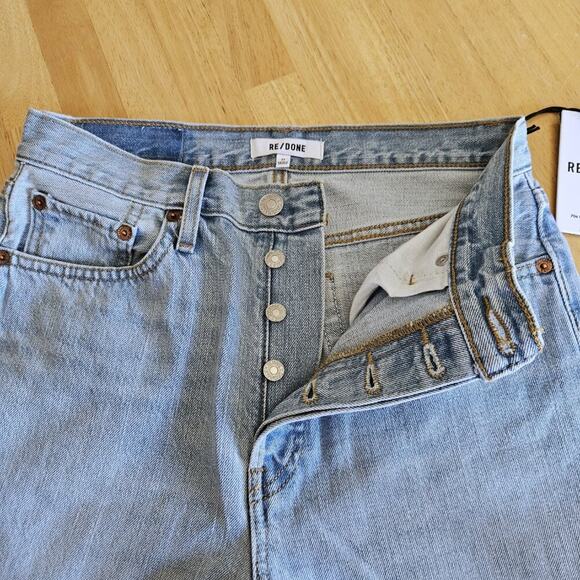 RE/DONE Originals 70's Stove Pipe Jeans Destroyed Surf Blue - sz 27 - NWT - Picture 6 of 11
